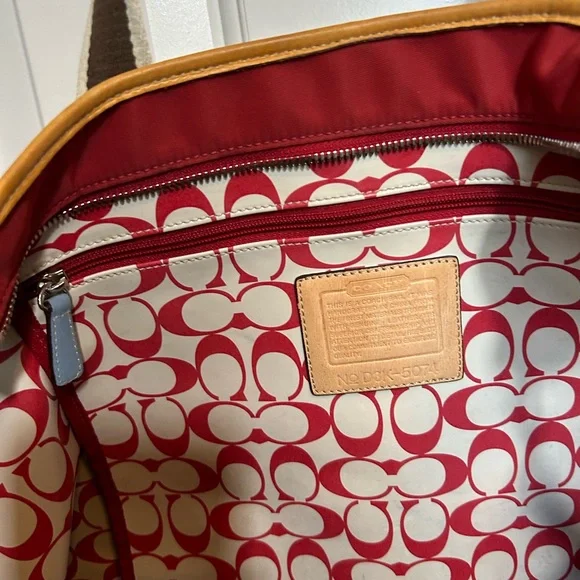 Authentic Coach Red Nylon Weekend Tote Bag - Picture 11 of 15